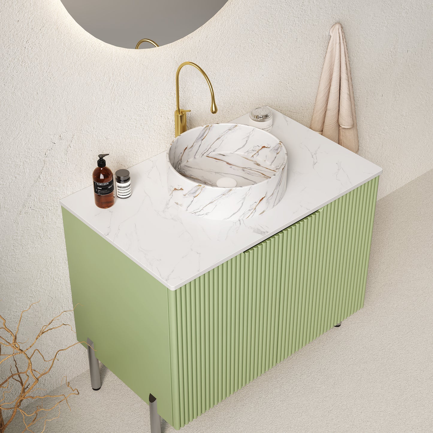 TURIO Bathroom Vanity with Sink, Green Color