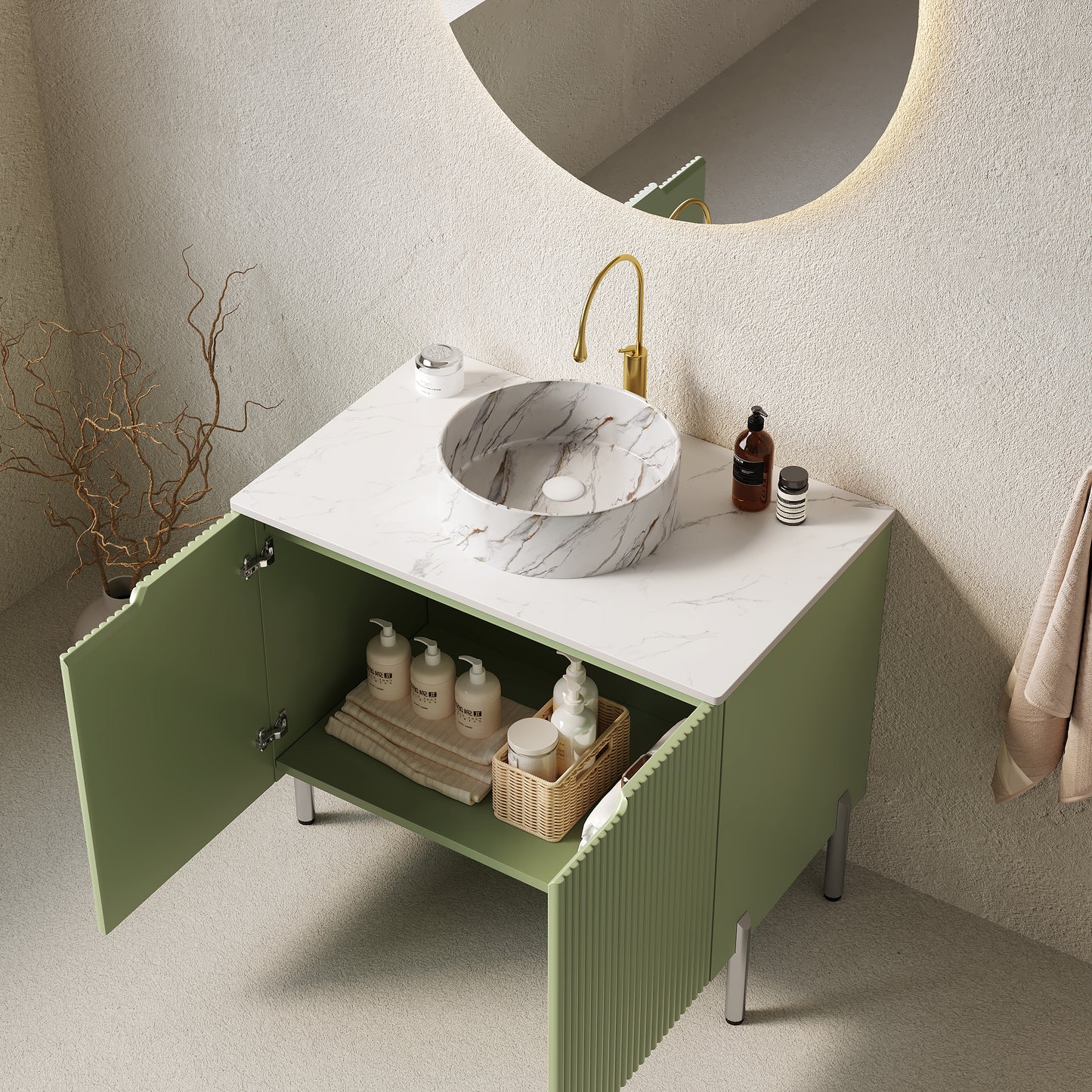 TURIO Bathroom Vanity with Sink, Green Color