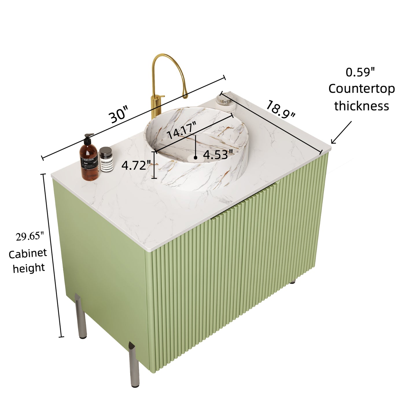 TURIO Bathroom Vanity with Sink, Green Color