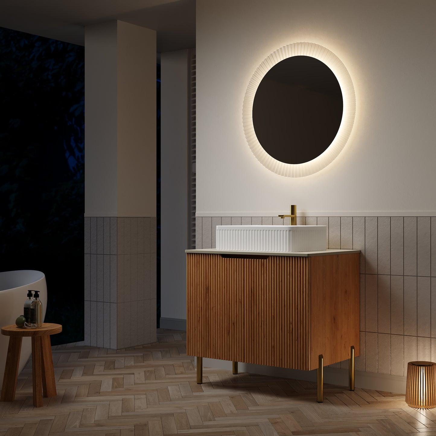 TURIO Bathroom Vanity with Sink, Woodgrain Color