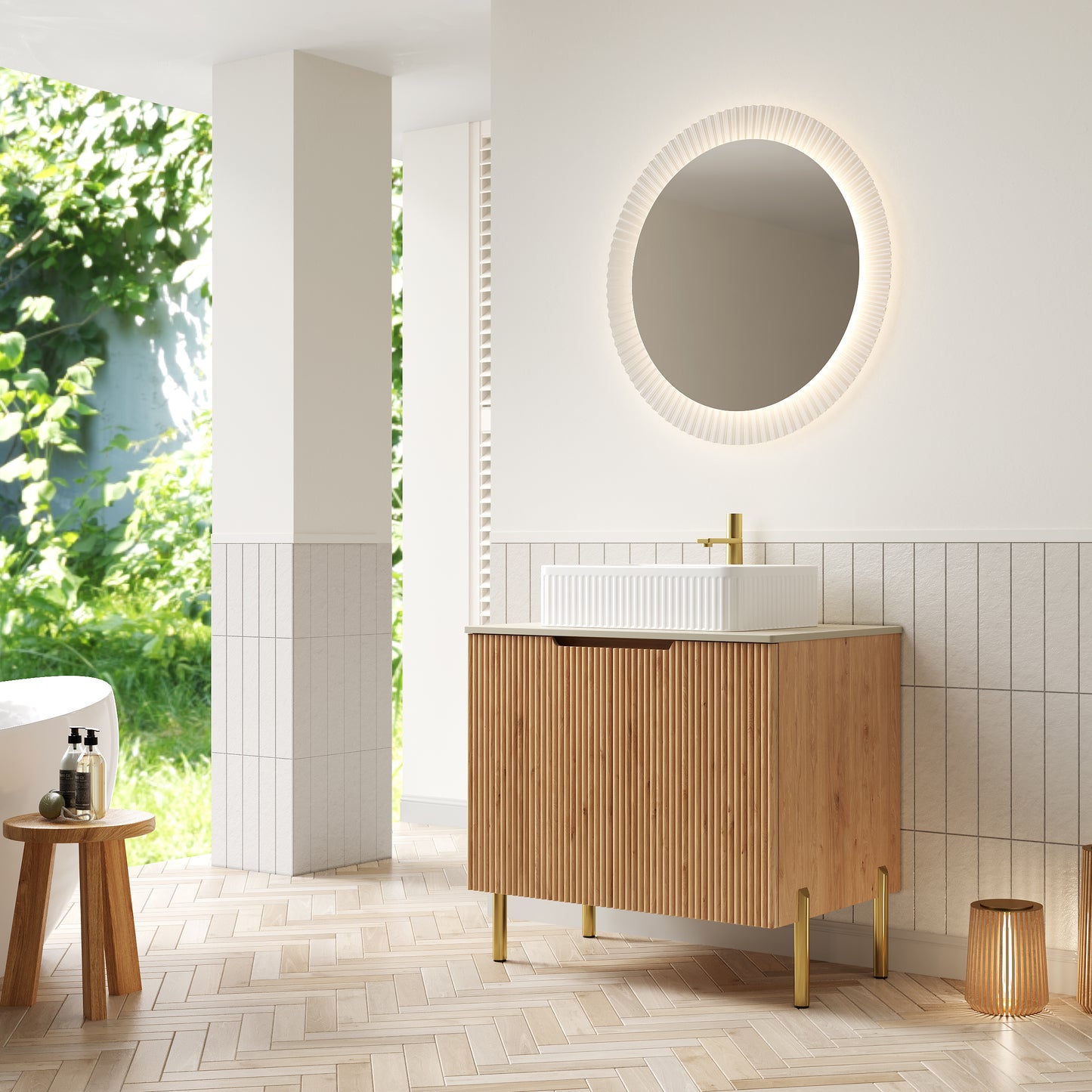 TURIO Bathroom Vanity with Sink, Woodgrain Color