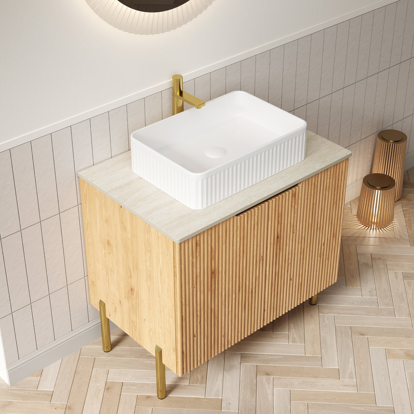 TURIO Bathroom Vanity with Sink, Woodgrain Color