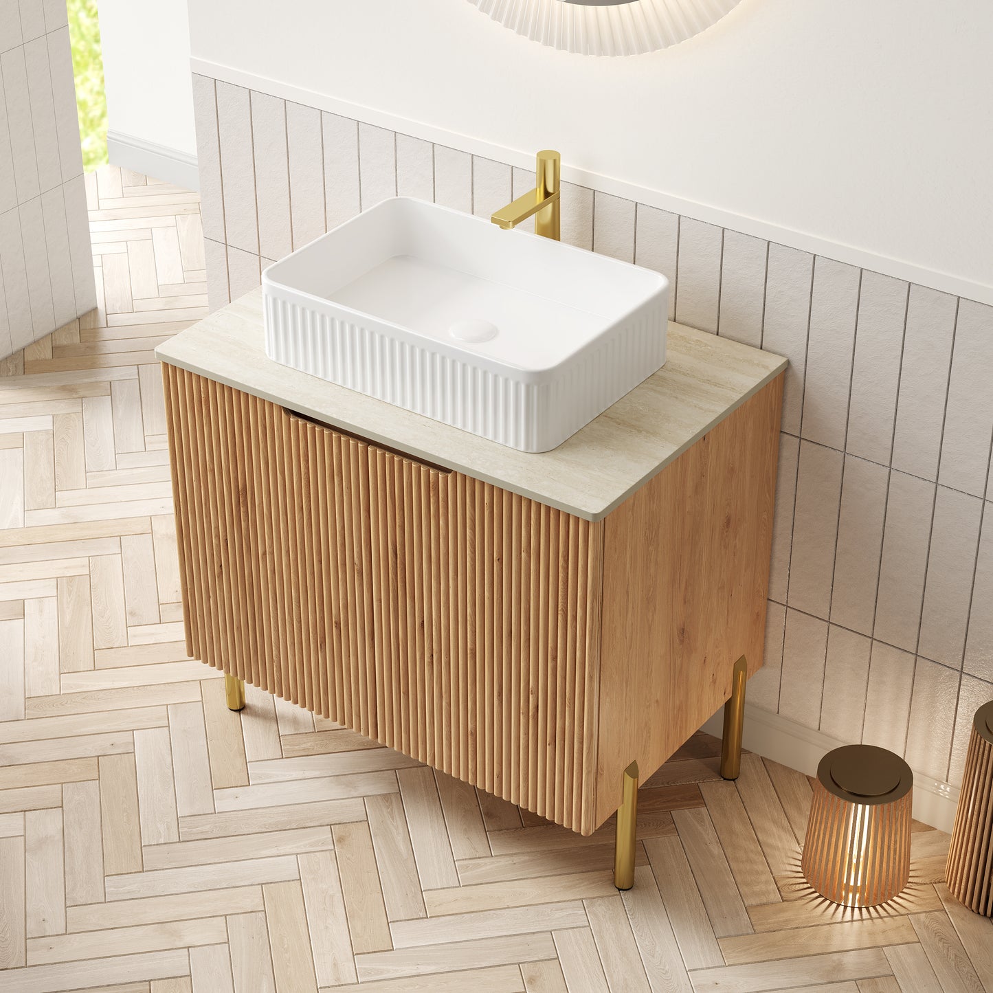 TURIO Bathroom Vanity with Sink, Woodgrain Color