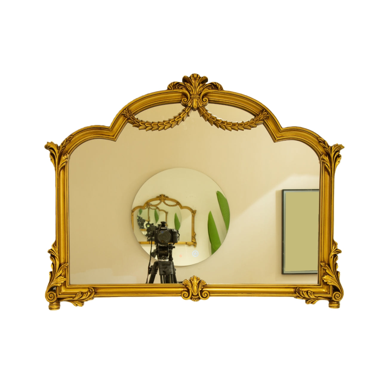 35'' VITI Mirror, Baroque Revival Style PU Mirror with An Ornate Golden Frame, Suitable for Bathroom, Bedroom, Living Room, Corridor, Entryway, etc.