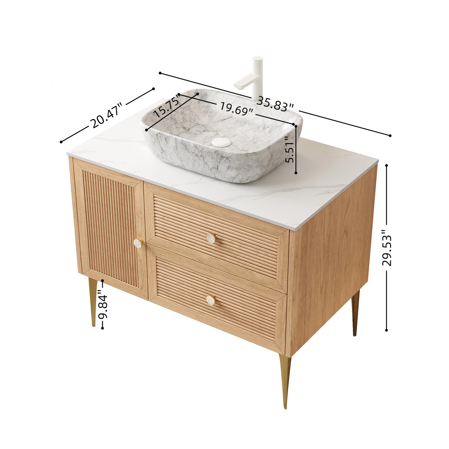 MUNIN Bathroom Vanity&Sinks, Oak Woodgrain
