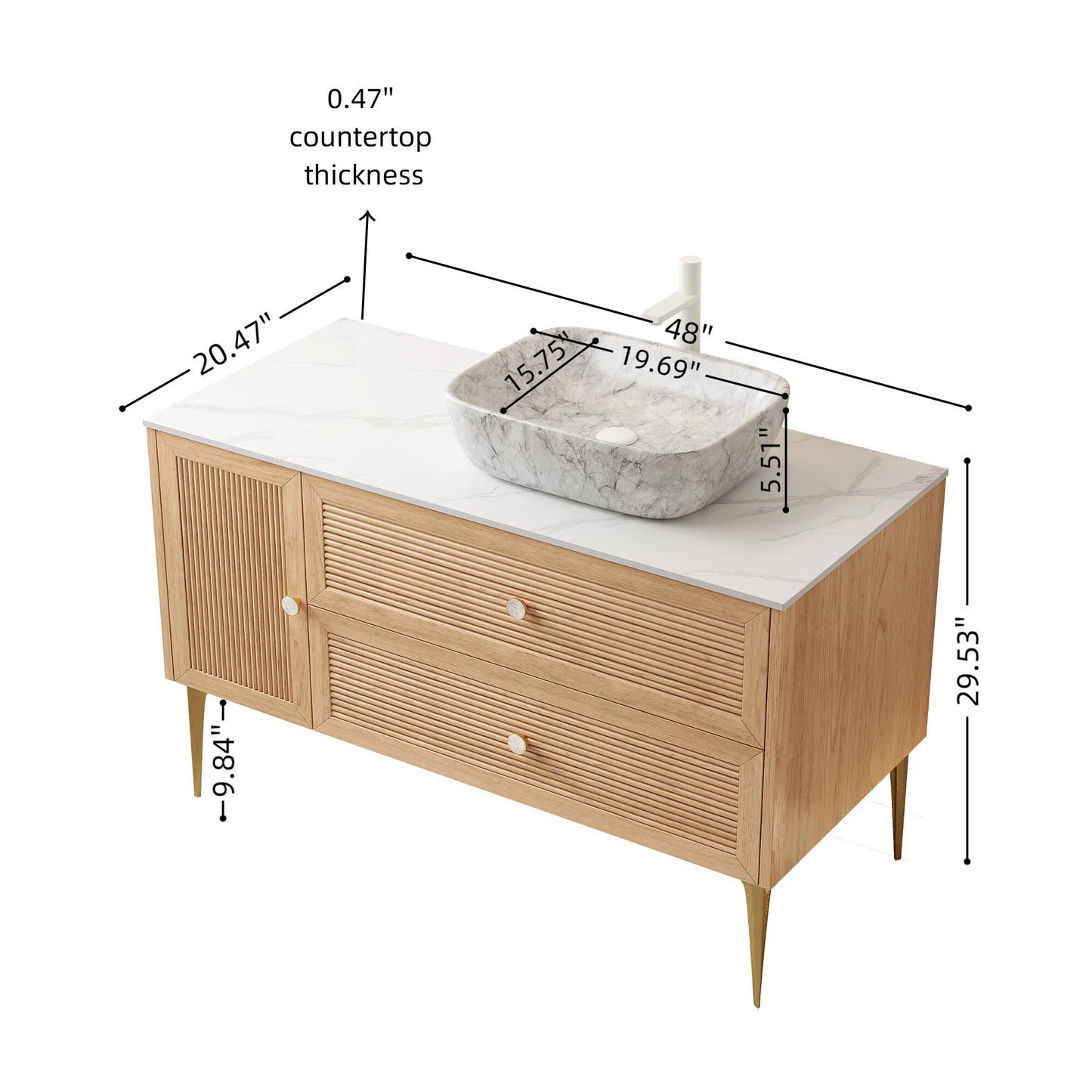 MUNIN Bathroom Vanity&Sinks, Oak Woodgrain