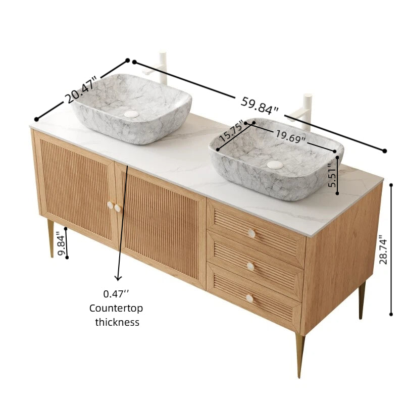MUNIN Bathroom Vanity&Sinks, Oak Woodgrain