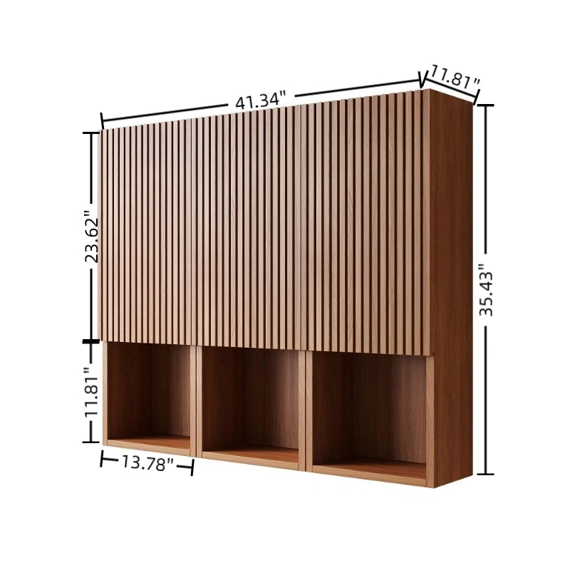 MITCH 41" Bathroom Wall Mounted Cabinet, Composed of 6 Cabinets with Doors, Can be Used in Combination or Individually, Suitable for Bathroom, Living Room, and Laundry, Brown Oak Woodgrain Color