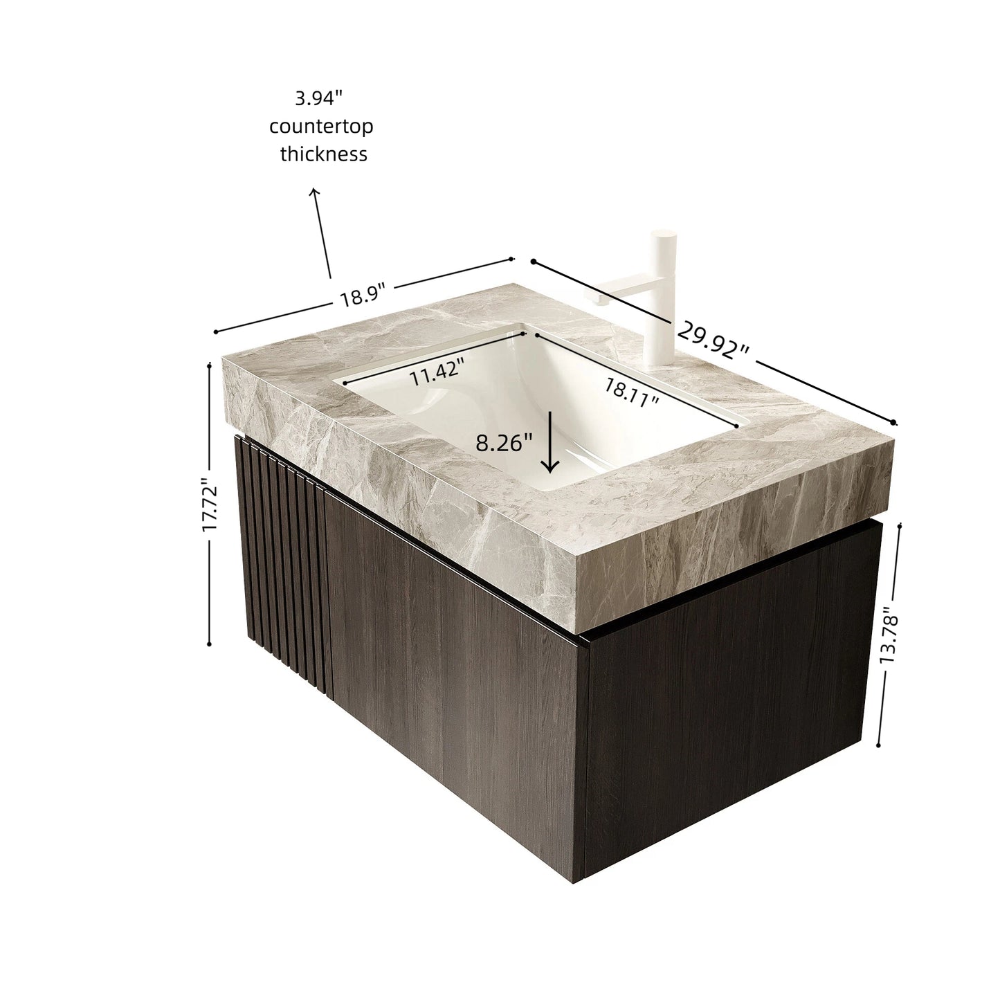 MURI Bathroom Vanity&Sink Espresso Woodgrain Color