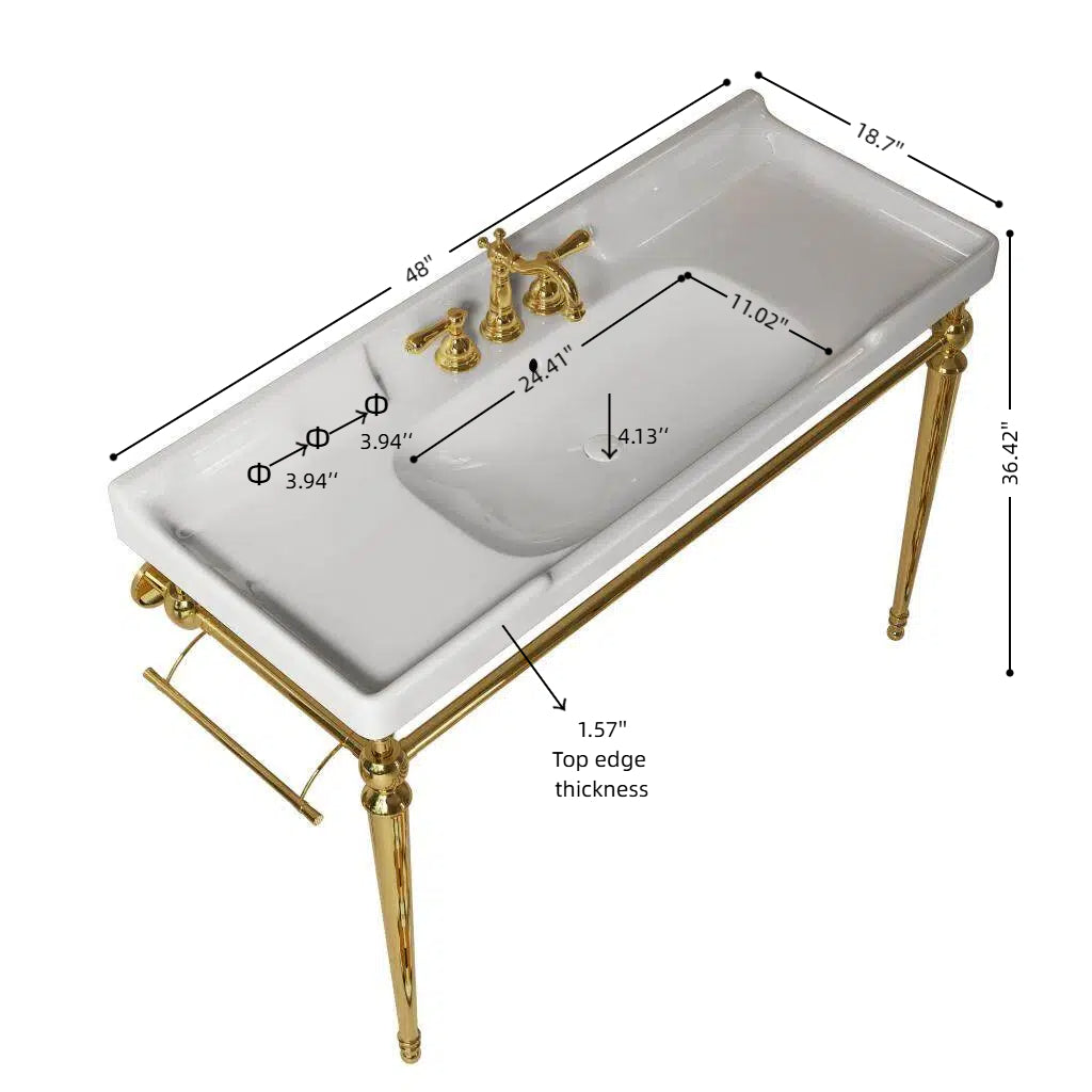 VICI Bathroom Console Sink, White Color