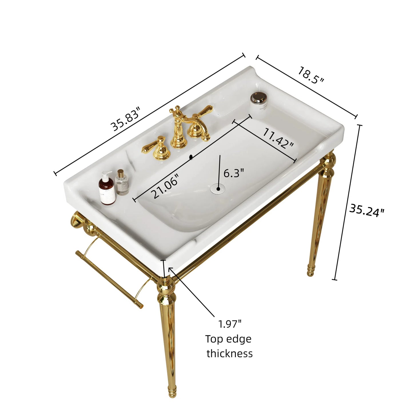 VICI 36" Badezimmer-Konsolenwaschbecken