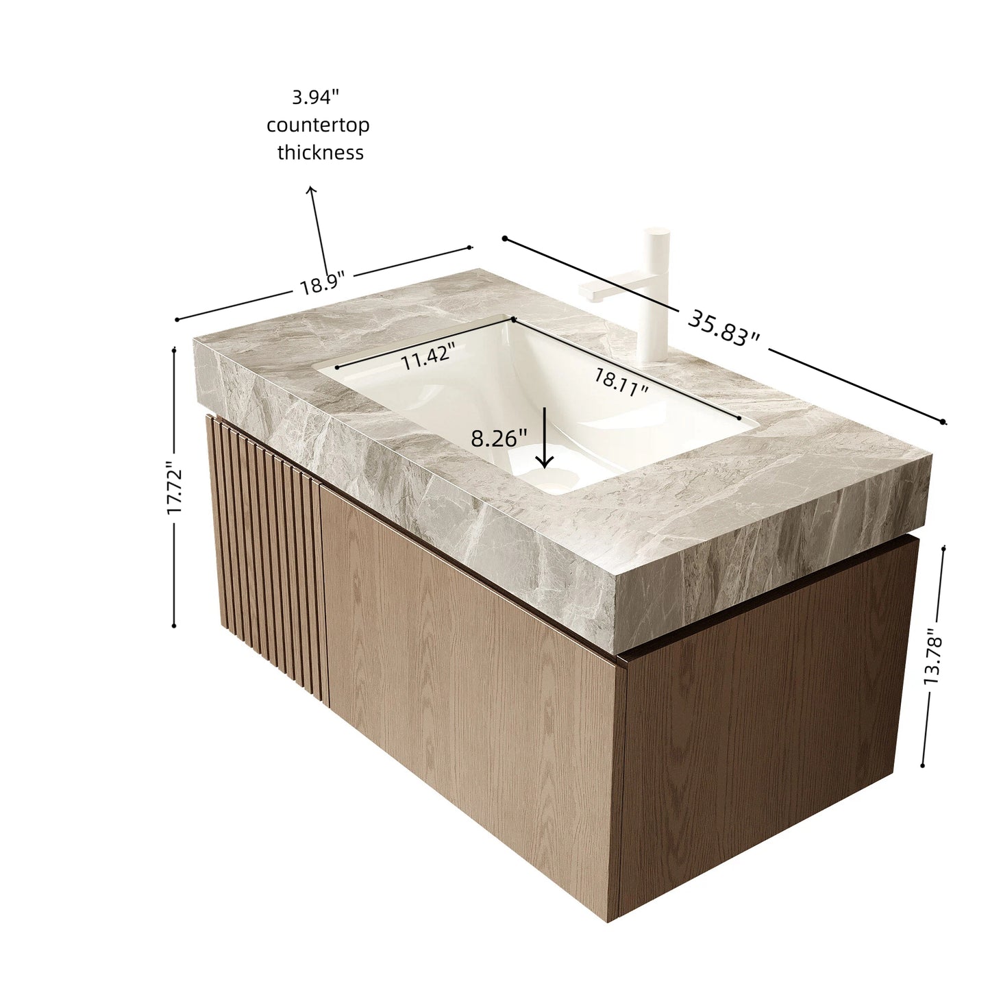 MURI Bathroom Vanity&Sink, Heidelberg Woodgrain Color