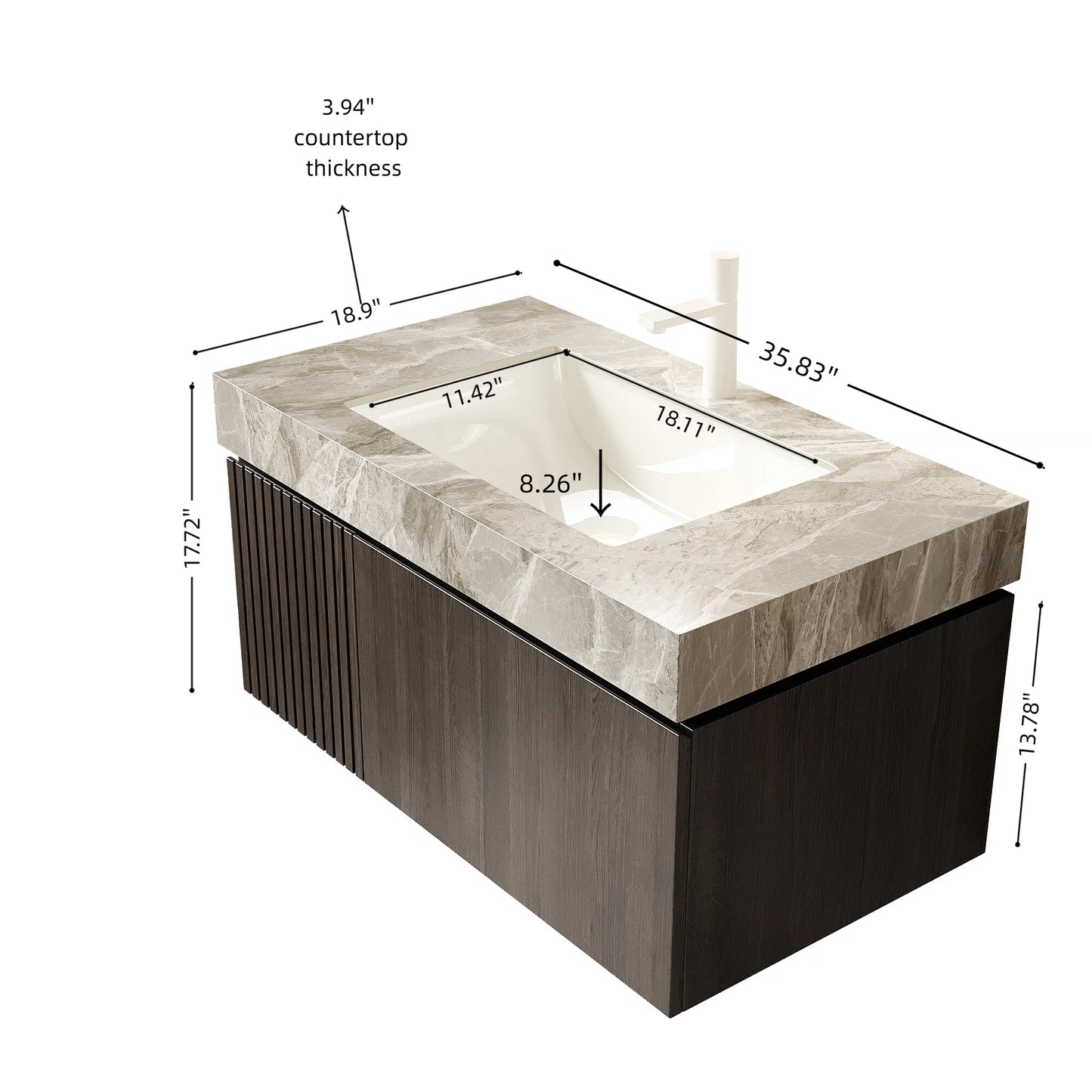 MURI Bathroom Vanity&Sink Espresso Woodgrain Color