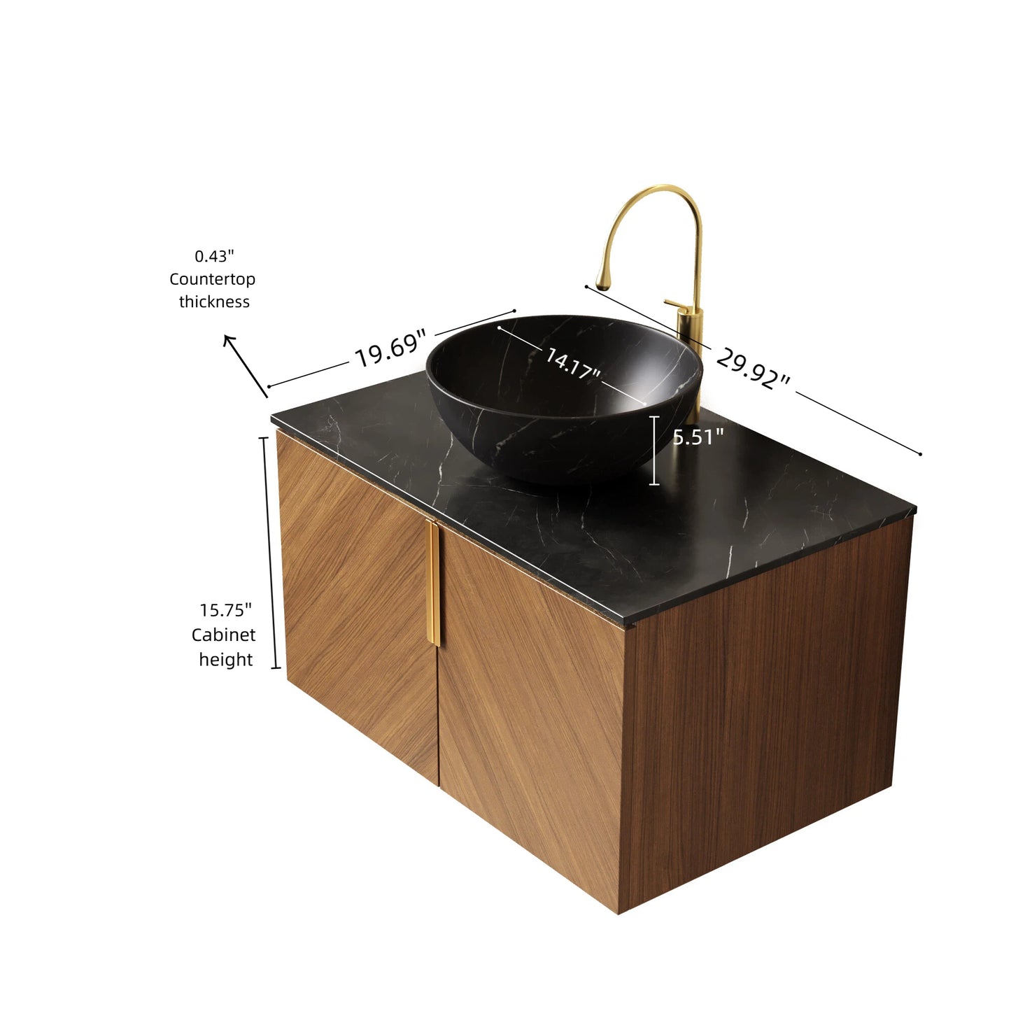 ARAI Bathroom Vanity&Sink,Brown Oak Woodgrain Color