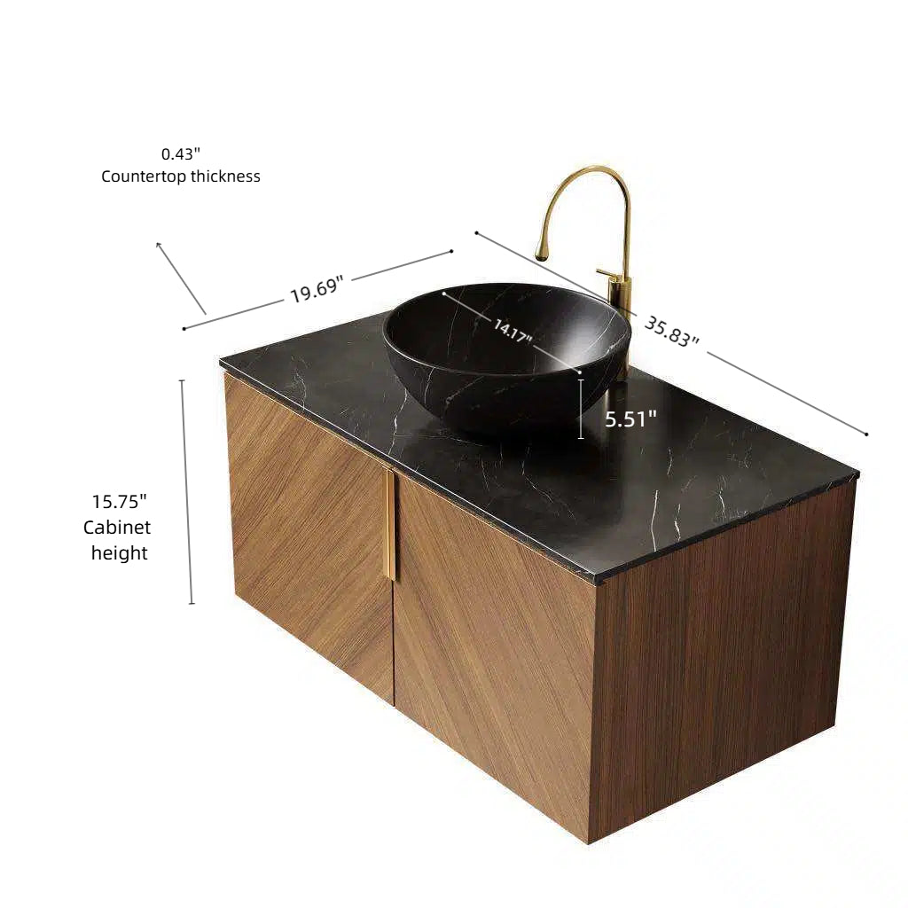 ARAI Bathroom Vanity&Sink,Brown Oak Woodgrain Color