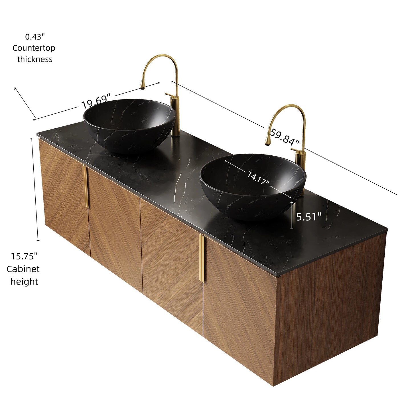 ARAI Bathroom Vanity&Sink,Brown Oak Woodgrain Color