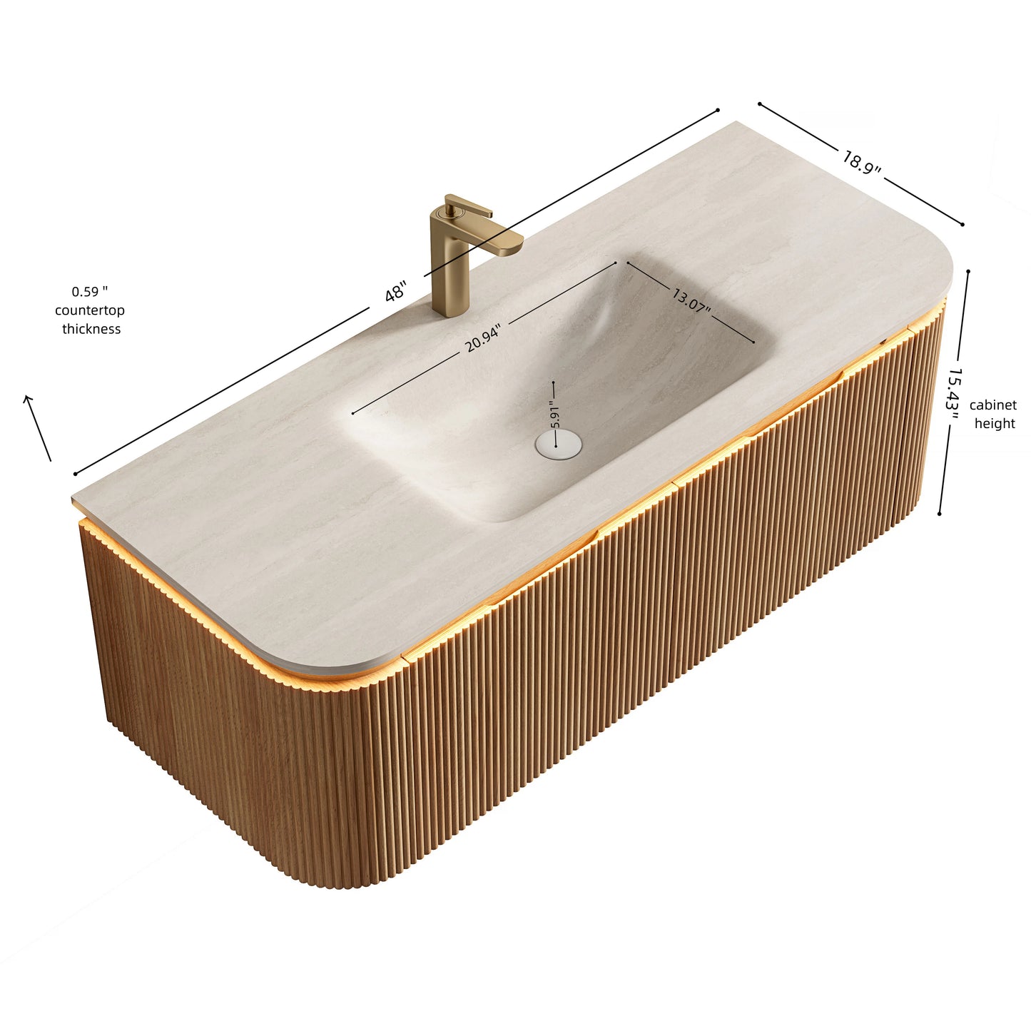DIEN Bathroom Vanity&Sink, Natural Woodgrain Color