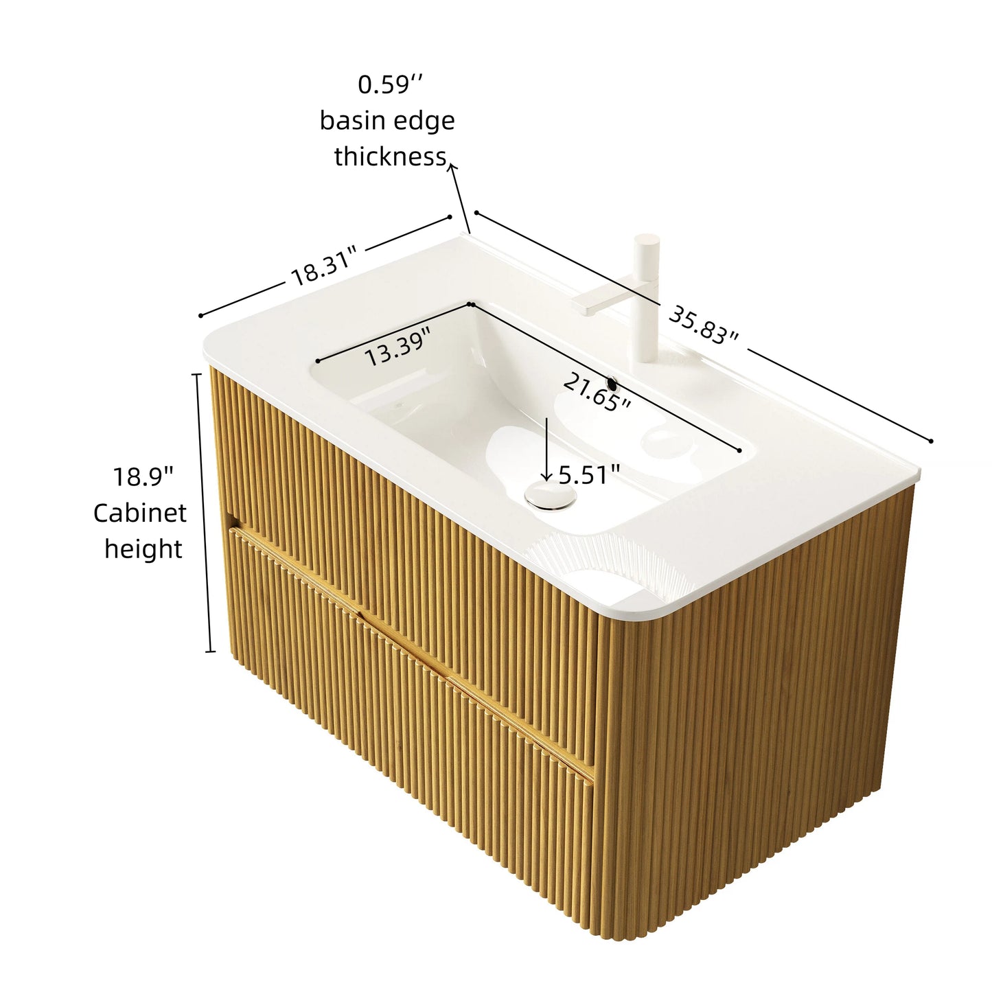 NOOR Bathroom Vanity with Sink, Natural Woodgrain Color