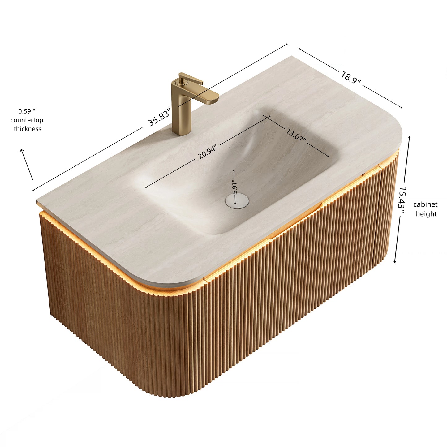 DIEN Bathroom Vanity&Sink, Natural Woodgrain Color